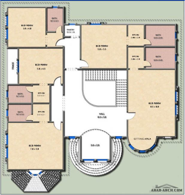 مخطط فيلا استايل تقليدى من المسكن للاستشارات الهندسية - المساحه الكلية 780.65 متر مربع