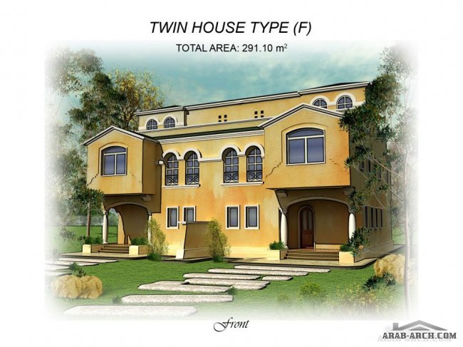 Twin villa F - خريطة الدور الارضى 125 متر مربع