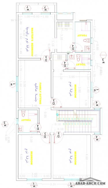 مخطط فيلا مشروع حي السبهاني رقم 24 - بيوت الغربية مسطح المبانى 460 متر مربع