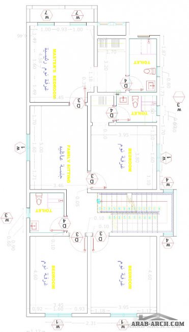 مخطط فيلا مسطح المبانى 445 متر مربع - مشروع حي السبهاني رقم 24  بيوت الغربية