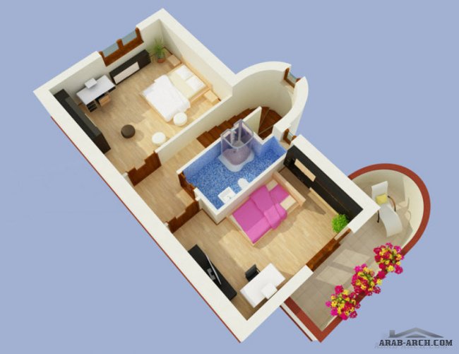 خريطة فيلا / شاليه صغيرة المساحه جداا - 3 غرف نوم