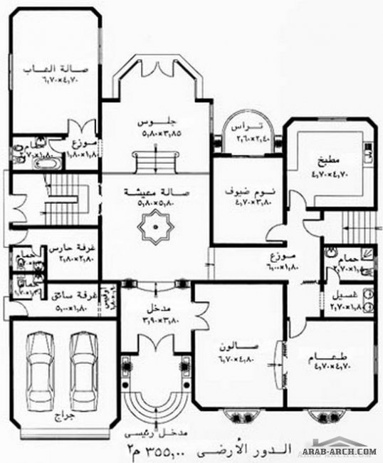 مخطط فيلا 5غرف نوم 9 حمامات - المهندس مروان عاشور