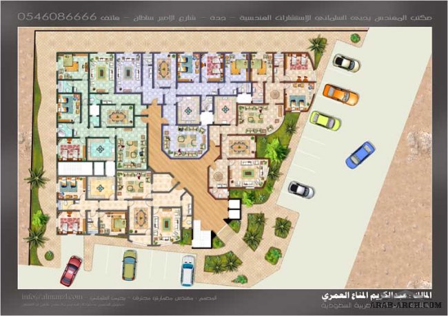 عمارة سكنية تحتوي على 4 شقق من تصميم - مهندس يحيى السلماني