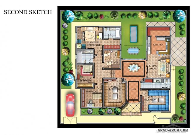 سكاتشات فيلا في طرابلس...مساحة الارض 300 م² - مكتب أركان للتصاميم الهندسية و الديكورات 