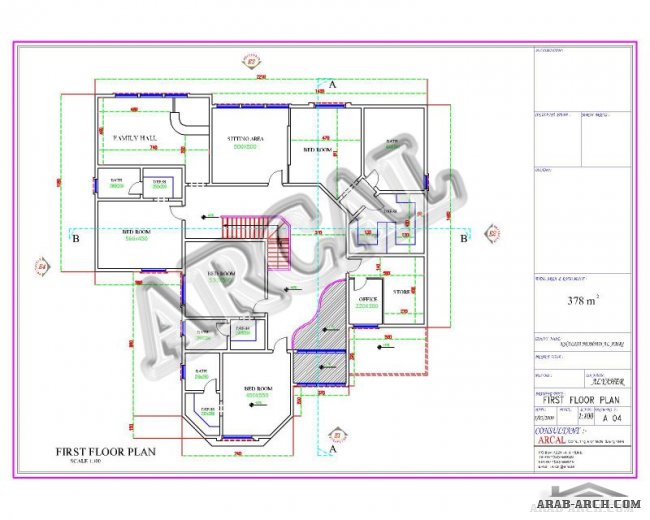 مخطط فيلا من اركال - الدور الارضى 378 متر مربع