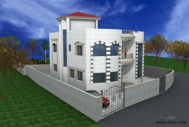 التصاميم الخارجية بالحجر للفيلات والبيوت ( 2) - مكتب المجاز للهندسه الانشائية
