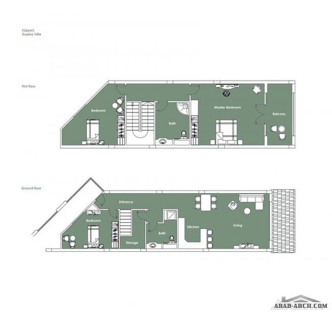Upper & Lower  Duplex Villa - Living Area180 m² on two floors