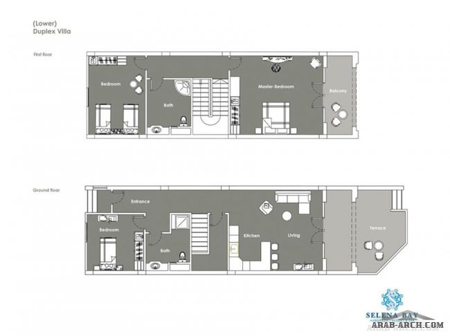 Upper & Lower  Duplex Villa - Living Area180 m² on two floors
