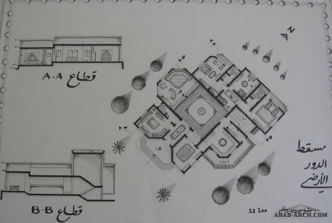 مشروع تصميم فيلا سكنية طابق واحد -أحمد الثلاثيني