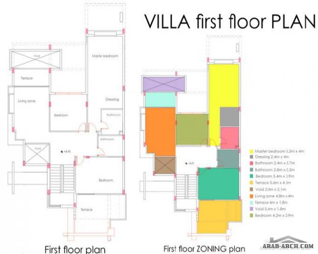 خرائط فيلا مودرن بالكنج مريوط - مساحه البناء الكلية 650 متر مربع