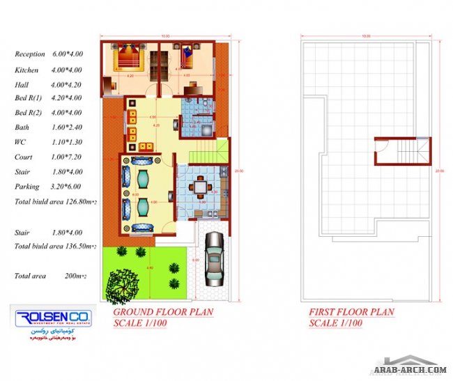 مخطط بيت عراقى دور واحد -  137 m2 build area