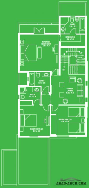 التالة جاردن - خرائط  فيلا 1 - 3 غرف نوم 318 متر مربع