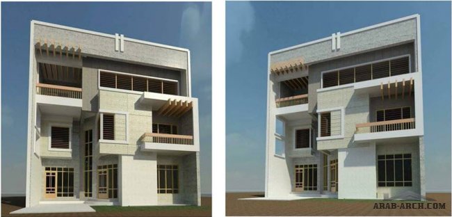 تصميم منزل عراقى 3 طوابق (بيت سكني 12X20 ) - المركز المعماري للتصاميم والاستشارات الهندسية