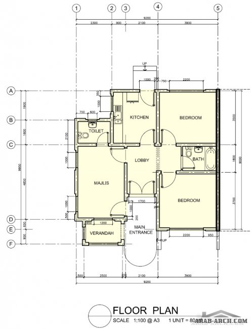 مخطط منزل فى النجف 80 متر مربع Najaf Villa Plan Drawing