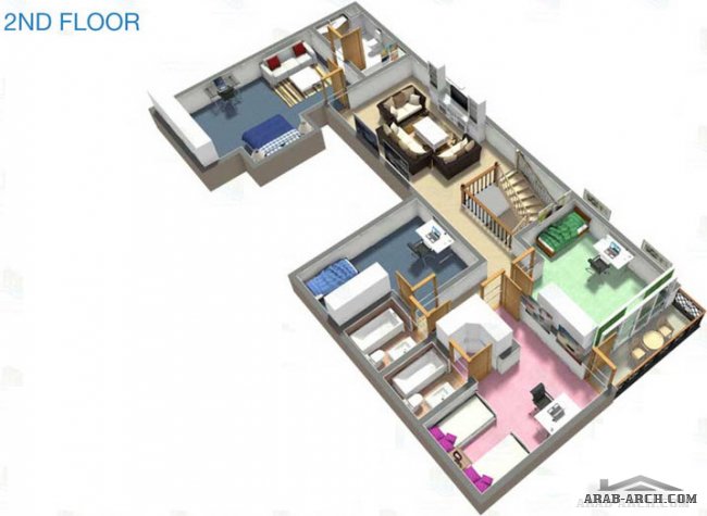 Floor Plan of 4 Bedroom Villa A2- 3870 Sq. Ft., Hydra Village