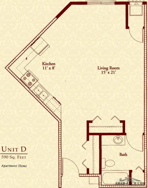 خرائط بيوت دور واحد غرفه و غرفتين و استوديو