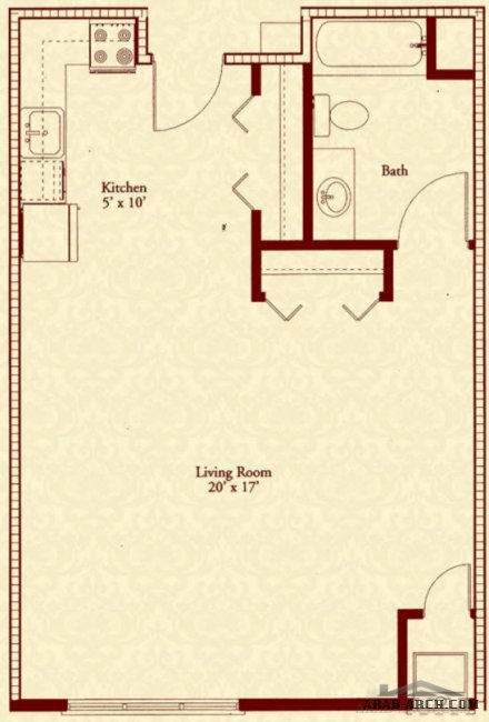 خرائط بيوت دور واحد غرفه و غرفتين و استوديو