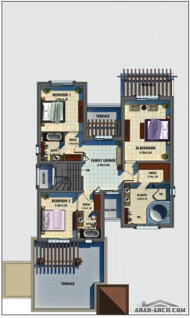 خرائط فيلا 4 غرف نوم مساحة الارض 540 متر مربع - emirates living
