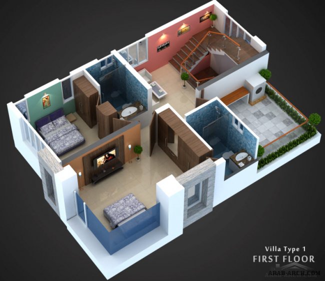  2D and 3D Floor plans - super luxury Gold Series Villas