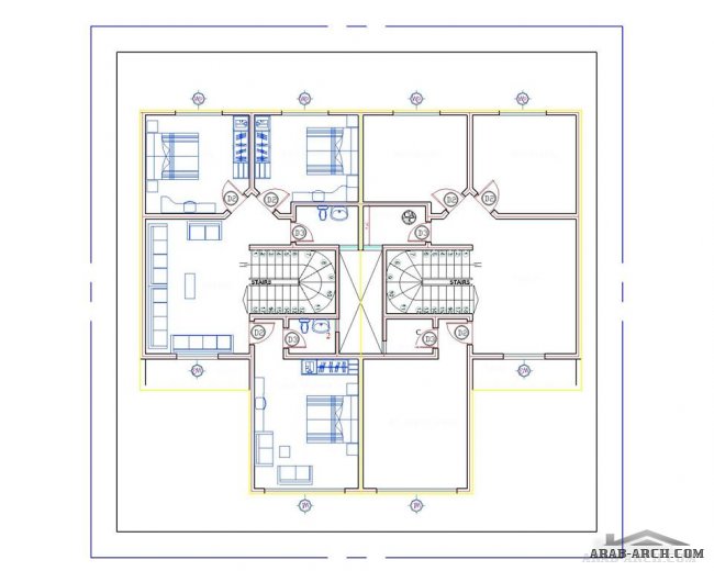 لفيلا المتلاصقة نموذج A من دورين مساحة الارض 200 متر مربع مساحة البناء 220 متر مربع 