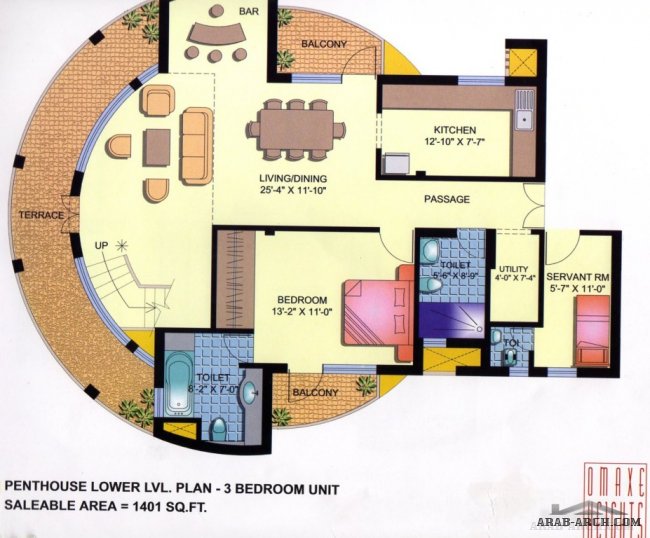 مخطط رائع ل Penthouse villa