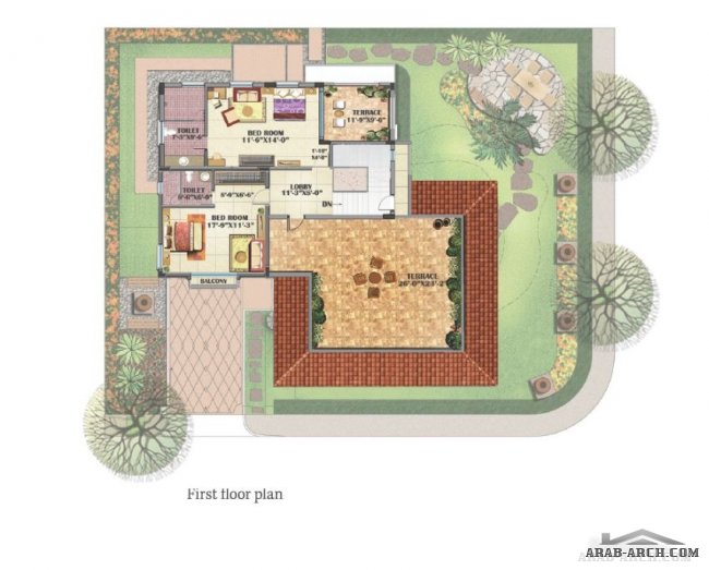 villa Type A – 3 Bedroom – Plot Area: 5500-7500 sq. ft.