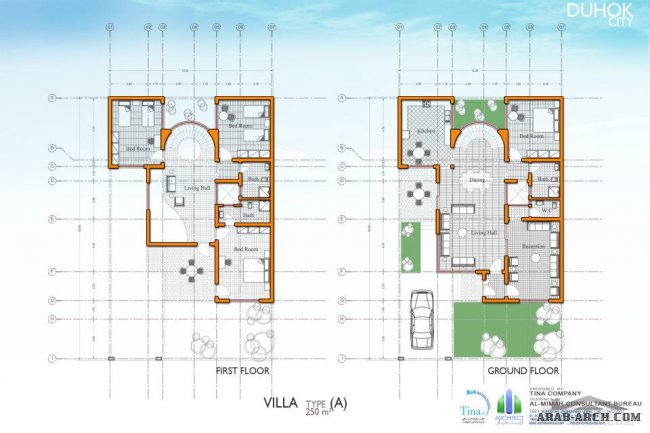 تينا لاند - دهوك - فيلا  متر مربع 250 VILLA A FLOOR PLANS