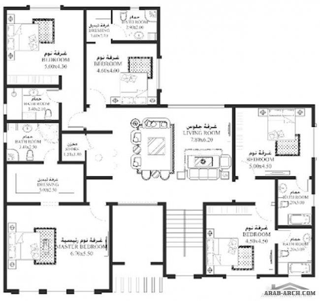 خرائط فيلا 7 غرف 667 متر مربع طابقين - سكن