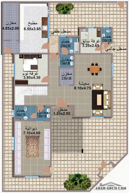 خرائط بيوت الكويت - نموذج D طابقن مدينه جابر الاحمد