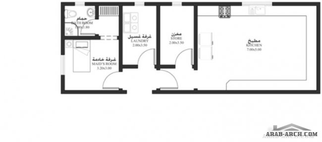 مخطط الفيلا GR-05 - 5 غرف 18.70م عرضx18.60م عمق