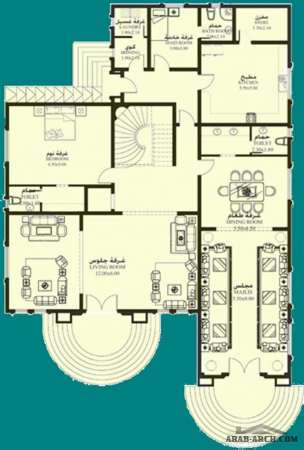 خرائط الفيلا SH-05 - غرف نوم 5 طابقين سكن 