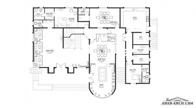 خرائط الفيلا SH-03 -  غرف نوم 5 - بعاد المسكن	25.70م عرضx16.80م عمق