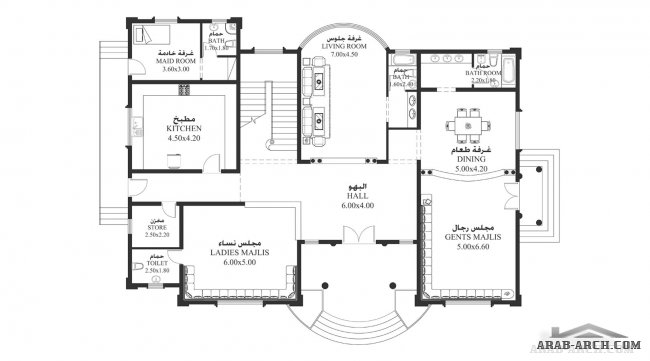 خرائط الفيلا NS-05 - غرف نوم 5 - أبعاد المسكن	 20.80 م عرض  -   20.80 م عمق