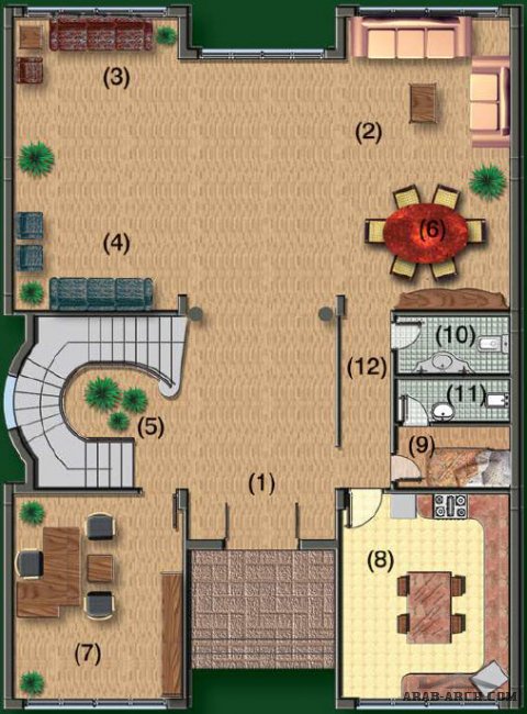 مخطط الفيلا باراديس الشروق - مسقوف الدور 234 متر مربع - 4 غرف ماستر