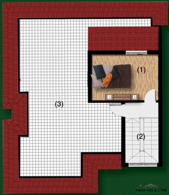 خرائط فيلا الشروق باراديس بمسقوف 112 متر مربع  للدور الارضى - 3 غرف نوم -1 ماستر
