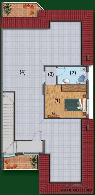 خرائط الفيلا باراديس بمسقوف 129 متر مربع للدور - 3 غرف نوم 1 ماستر