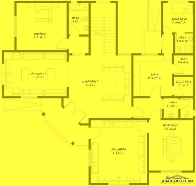 خرائط فيلا ZUMRAD-02 - غرف نوم 5 - 23.84 م عرض 18.10م عمق