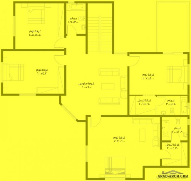 خرائط فيلا ZUMRAD-02 - غرف نوم 5 - 23.84 م عرض 18.10م عمق