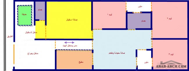 تصميم لمنزل عراقى واجه 6.5 وطول 18.5 - طلب الاخ محمد زكى
