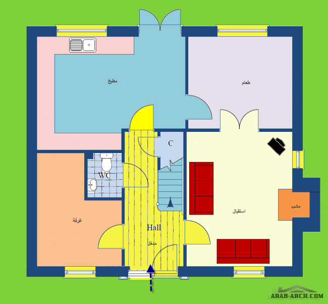 خريطة فيلا صغيرة 4 غرف نوم طابقين تصميم حديث