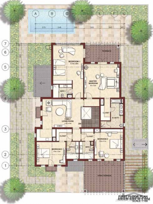 floor plans Villa Type A 5 Bedrooms + Family, G+1
