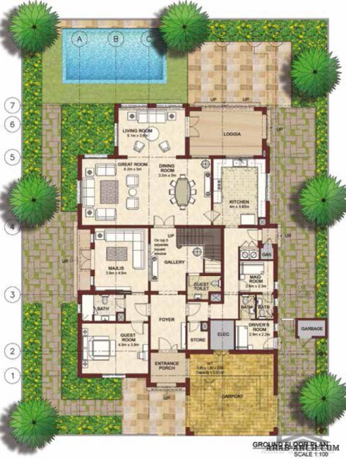 floor plans Villa Type A 5 Bedrooms + Family, G+1