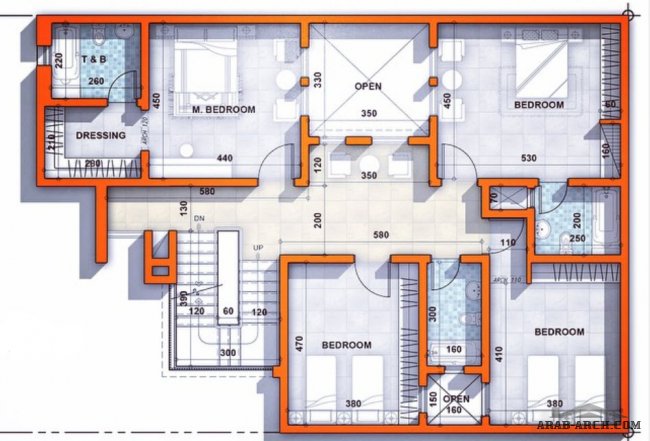 مخطط فيلا سكنية - مساحة الأرض ٢٠٠ م٢ معيشة بالدور الأرضي ، و نوم في الدور الأول  ن تصميم معماري عمار Architect AMMAR