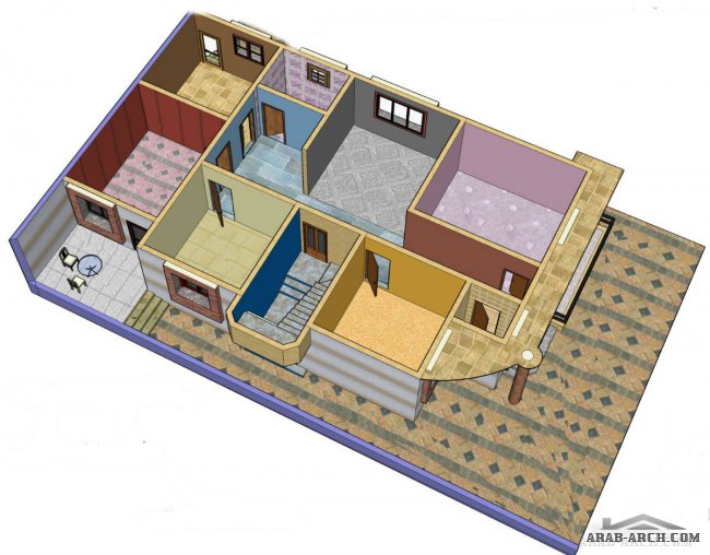 خريطة مبنى سكني يتكون دور ارضي‏  210 متر مربع بواسطة ‏المكتب الاستشاري الهندسي /ليبيا /طرابلس الغرب