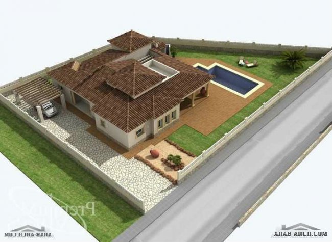 مخطط استراحه رائعه - villa build on one floor