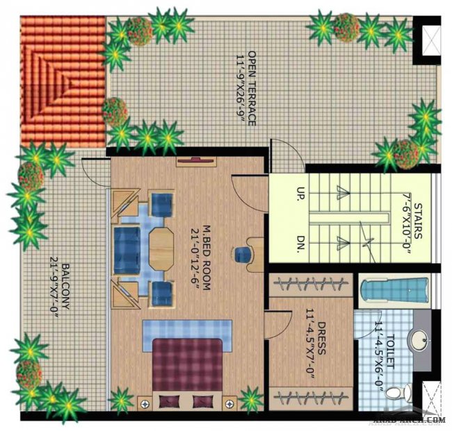خريطة لفيلا صغيرة 3 طوابق - 3 غرف نوم ماستر