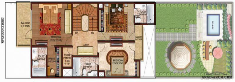   Garden & pool Duplex Villa  floor plans