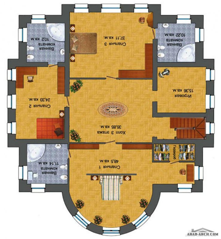 مخطط قصر صغير 3 طوابق