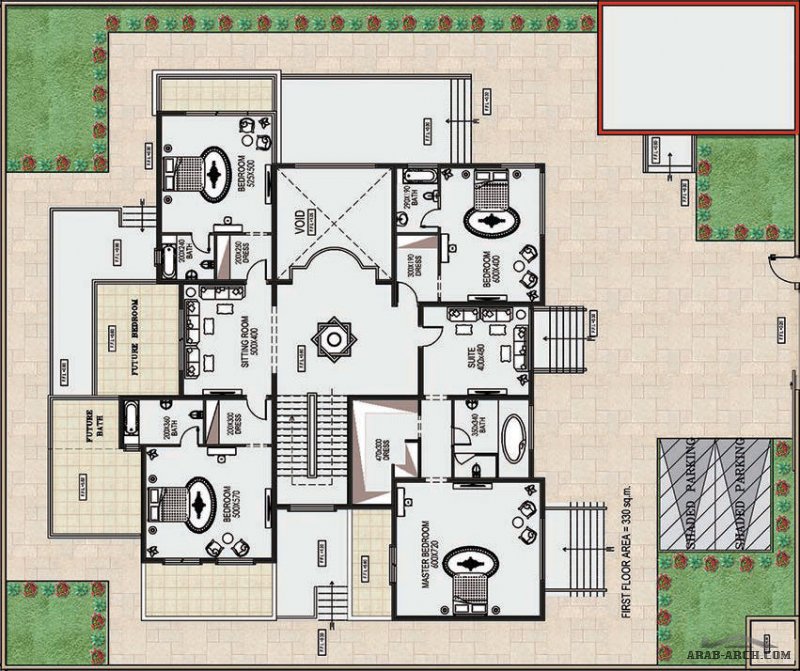 مخطط الفيلا رقم التصميم Q2 من مبادرة بيتى 751 متر مربع