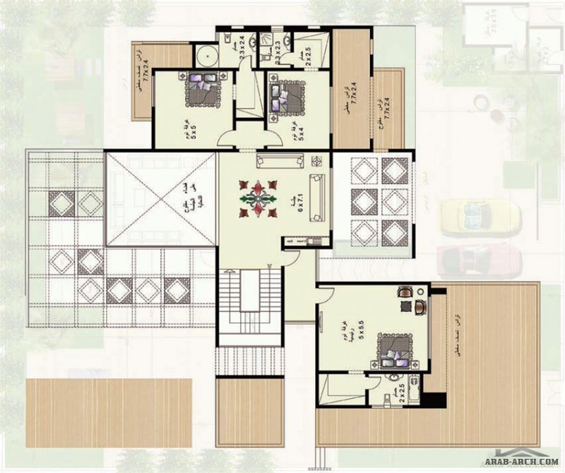 مخطط الفيلا رقم التصميم P2 من مبادرة بيتى 818 متر مربع